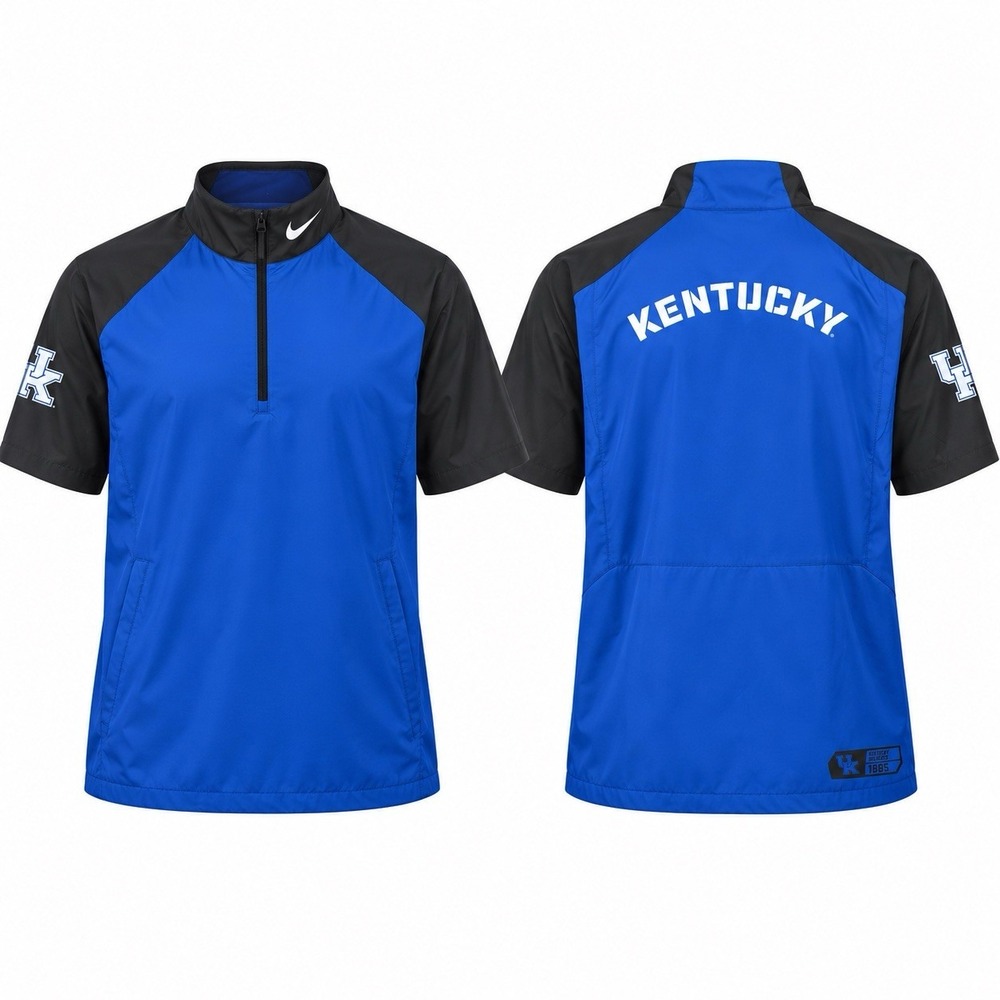 Nike Kentucky Wildcats Mens XL 1/4 Zip Short Sleeve Jacket Blue 581356-493 NWT